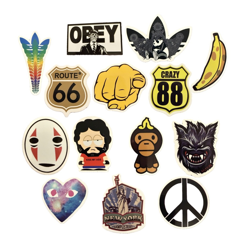 Assorted Urban Skateboarding Themed Stickers - Lot of 14